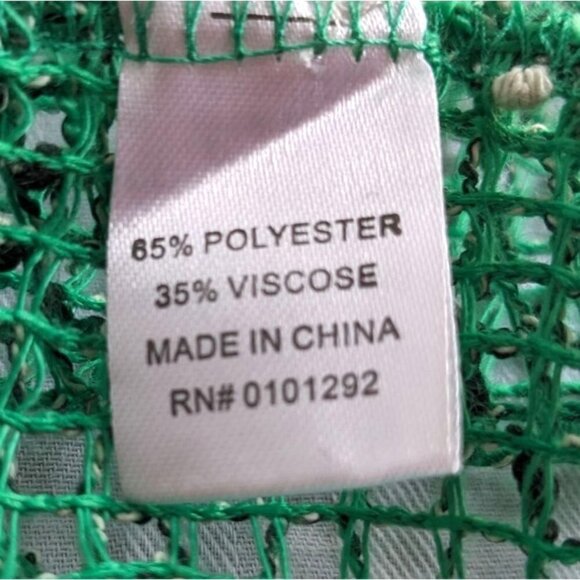 LULU B Green Open Weave Lagenlook Cardigan Waterfall Size S - Picture 4 of 5